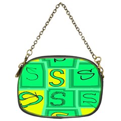 Letter Huruf S Sign Green Yellow Chain Purses (one Side) 
