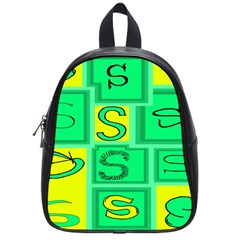 Letter Huruf S Sign Green Yellow School Bag (small)