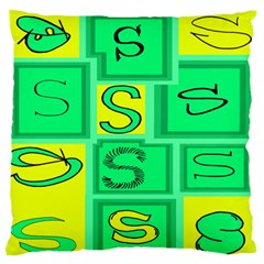 Letter Huruf S Sign Green Yellow Standard Flano Cushion Case (two Sides) by Mariart