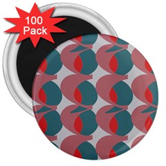 Pink Red Grey Three Art 3  Magnets (100 Pack) by Mariart