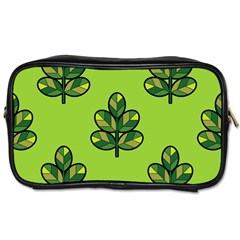 Seamless Background Green Leaves Black Outline Toiletries Bags by Mariart