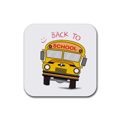 Back To School - School Bus Rubber Coaster (square)  by Valentinaart