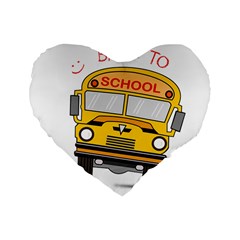 Back To School - School Bus Standard 16  Premium Flano Heart Shape Cushions by Valentinaart