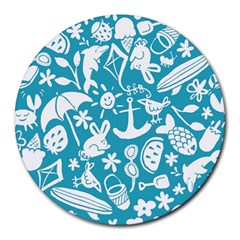 Summer Icons Toss Pattern Round Mousepads