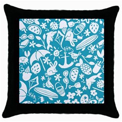 Summer Icons Toss Pattern Throw Pillow Case (black)