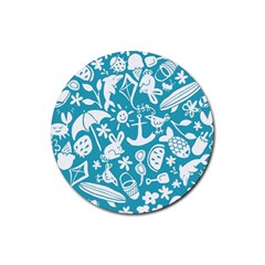 Summer Icons Toss Pattern Rubber Round Coaster (4 Pack) 