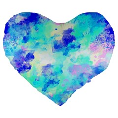 Transparent Colorful Rainbow Blue Paint Sky Large 19  Premium Flano Heart Shape Cushions by Mariart