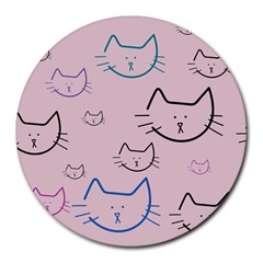 Cat Pattern Face Smile Cute Animals Beauty Round Mousepads