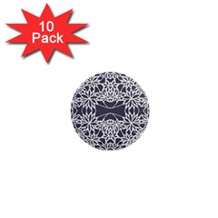 Blue White Lace Flower Floral Star 1  Mini Magnet (10 Pack)  by Mariart