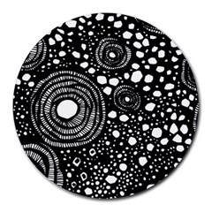 Circle Polka Dots Black White Round Mousepads