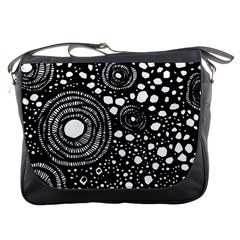 Circle Polka Dots Black White Messenger Bags by Mariart