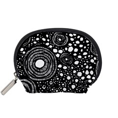 Circle Polka Dots Black White Accessory Pouches (small)  by Mariart