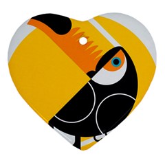Cute Toucan Bird Cartoon Yellow Black Ornament (heart)
