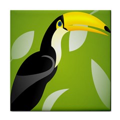 Cute Toucan Bird Cartoon Fly Yellow Green Black Animals Face Towel