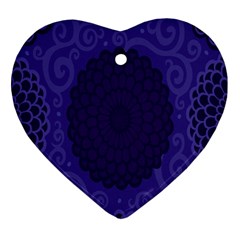 Flower Floral Sunflower Blue Purple Leaf Wave Chevron Beauty Sexy Heart Ornament (two Sides) by Mariart