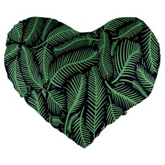 Coconut Leaves Summer Green Large 19  Premium Flano Heart Shape Cushions by Mariart