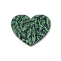 Coconut Leaves Summer Green Heart Coaster (4 Pack) 