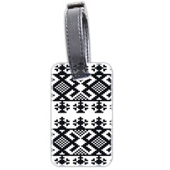 Model Traditional Draperie Line Black White Triangle Luggage Tags (two Sides) by Mariart