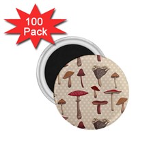 Mushroom Madness Red Grey Brown Polka Dots 1 75  Magnets (100 Pack) 