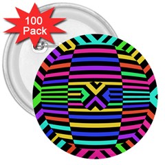 Optical Illusion Line Wave Chevron Rainbow Colorfull 3  Buttons (100 Pack)  by Mariart