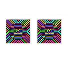 Optical Illusion Line Wave Chevron Rainbow Colorfull Cufflinks (square) by Mariart