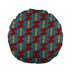 Mushroom Madness Red Grey Polka Dots Standard 15  Premium Round Cushions by Mariart