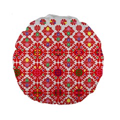 Plaid Red Star Flower Floral Fabric Standard 15  Premium Round Cushions