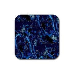 Pattern Butterfly Blue Stone Rubber Coaster (square)  by Mariart
