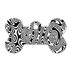 Psychedelic Zebra Black White Dog Tag Bone (two Sides) by Mariart