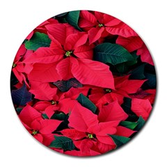 Red Poinsettia Flower Round Mousepads