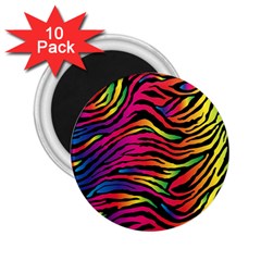 Rainbow Zebra 2 25  Magnets (10 Pack) 