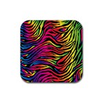 Rainbow Zebra Rubber Coaster (Square) 