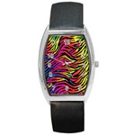 Rainbow Zebra Barrel Style Metal Watch