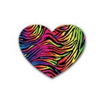 Rainbow Zebra Rubber Coaster (Heart) 