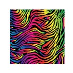 Rainbow Zebra Small Satin Scarf (Square)