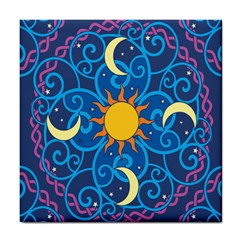 Sun Moon Star Space Vector Clipart Tile Coasters