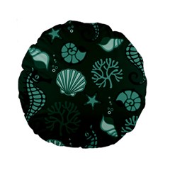 Vector Seamless Pattern With Sea Fauna Seaworld Standard 15  Premium Round Cushions