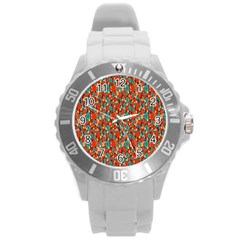 Surface Patterns Bright Flower Floral Sunflower Round Plastic Sport Watch (l)