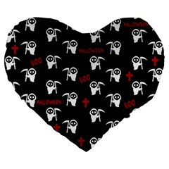 Death Pattern - Halloween Large 19  Premium Heart Shape Cushions by Valentinaart