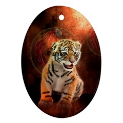 Cute Little Tiger Baby Oval Ornament (two Sides) by FantasyWorld7