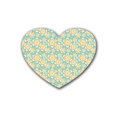 Seamless Pattern Blue Floral Heart Coaster (4 Pack)  by paulaoliveiradesign