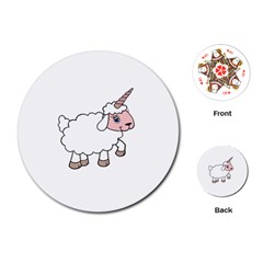 Unicorn Sheep Playing Cards (round)  by Valentinaart