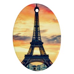 Eiffel Tower Paris France Landmark Oval Ornament (two Sides) by Nexatart