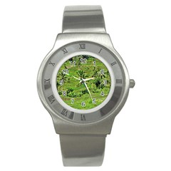 Greenery Paddy Fields Rice Crops Stainless Steel Watch by Nexatart