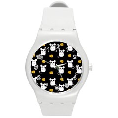 Cute Mouse Pattern Round Plastic Sport Watch (m) by Valentinaart