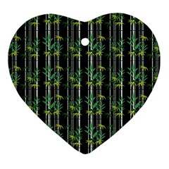 Bamboo Pattern Heart Ornament (two Sides)