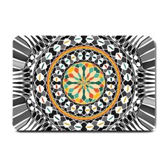 High Contrast Mandala Small Doormat  by linceazul