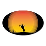 Horse Cowboy Sunset Western Riding Oval Magnet