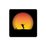 Horse Cowboy Sunset Western Riding Square Magnet