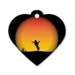 Horse Cowboy Sunset Western Riding Dog Tag Heart (Two Sides)